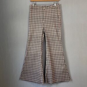Miou Muse Plaid Flare Pants Women’s M High Rise Stretch NWT Boutique